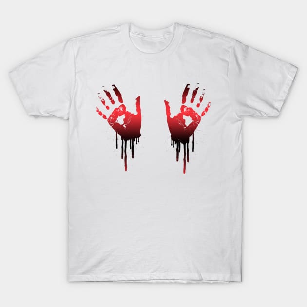 Bloody Hands Haloween Design T-Shirt by PlimPlom